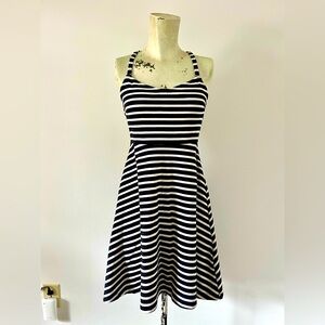 Old Navy Fit & Flare Black and White Nautical Stripe Dress XS